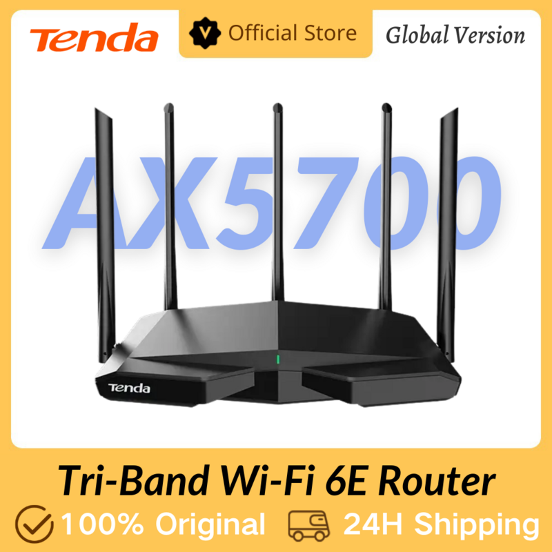 Tenda เราเตอร์ WiFi6 AX1500-AX5700 Tri-band กิกะบิต Wi-Fi เราเตอร์ไร้สาย6E เน็ตเราเตอร์ Gigabit PK Xiaomi OFDMA และ MU-MIMO