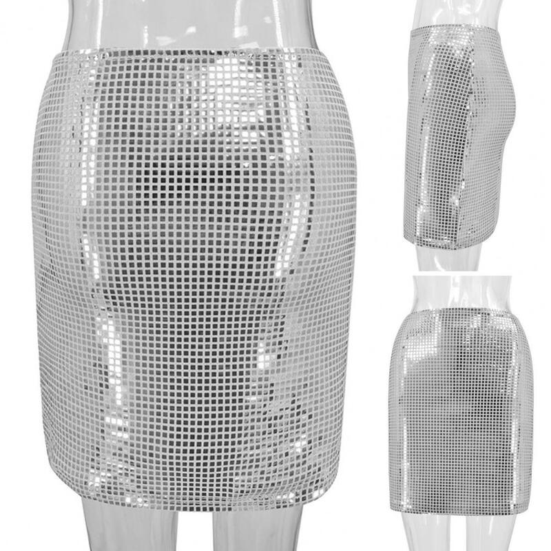 Женская однотонная облегающая мини-юбка с блестками, элегантная мини-юбка-карандаш, женская одежда