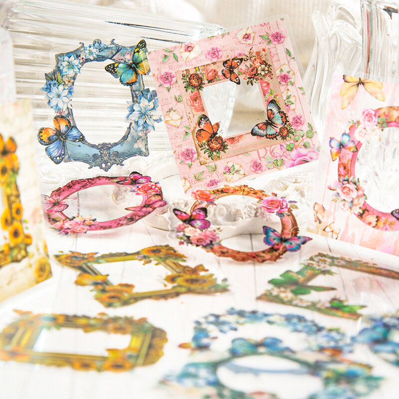 Pegatinas de espejo para mascotas, Serie de mariposas y amor, decoración creativa y bonita, DIY, 6 paquetes por lote