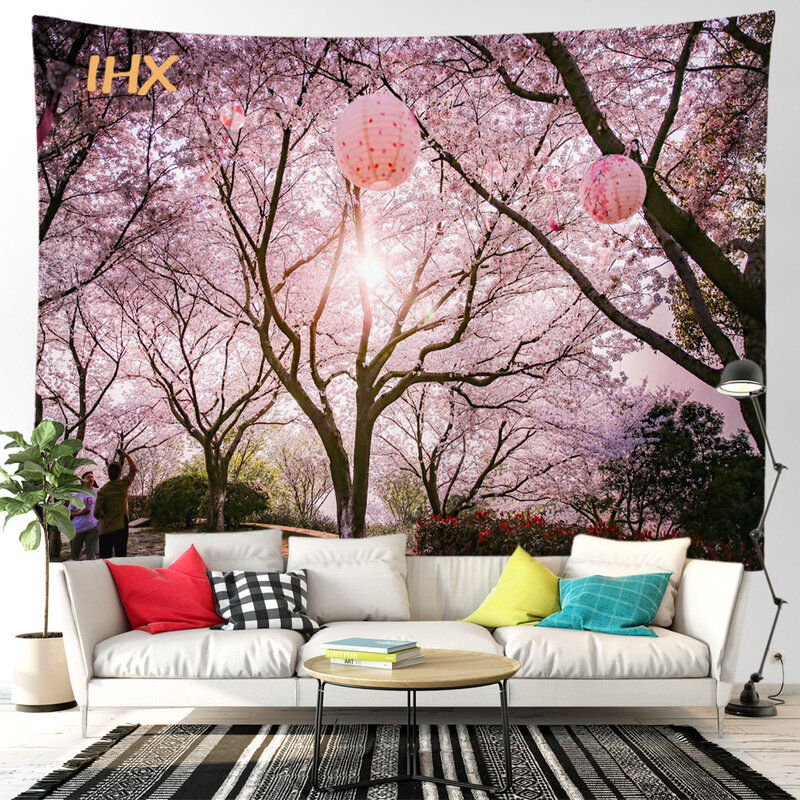 Tapiz de árbol Sakura, decoración de paisaje Natural para habitación, colgante de pared para dormitorio, hogar, techo