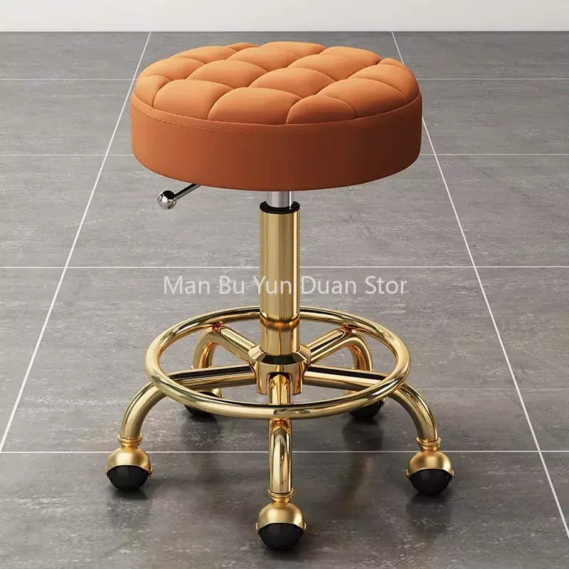 Парикмахерские удобные парикмахерские стулья, Золотое кресло для красоты, мебель, офисный стул, минималистичные колеса, поворотный подъемник