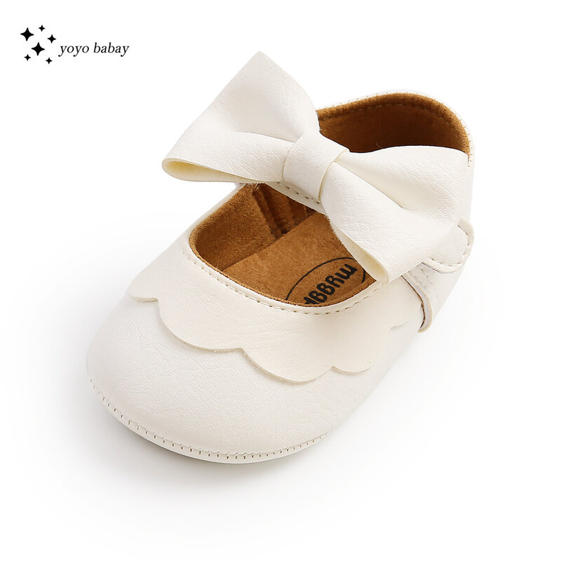 Soft Leather Lace Baby Girls Princess Shoes  Newborn Moccasins Shoes Rubber Sole Prewalker Non-slip Toddlers First Walkers