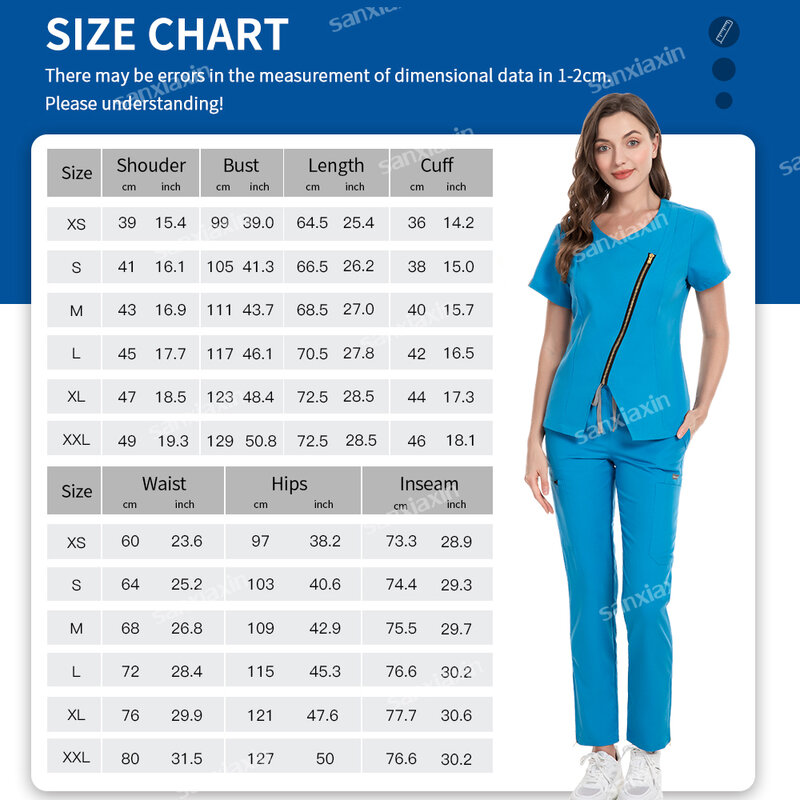 Setelan pakaian kecantikan wanita seragam medis pas badan blus celana set scrub Suster Rumah Sakit Dental pakaian kerja klinis aksesoris bedah