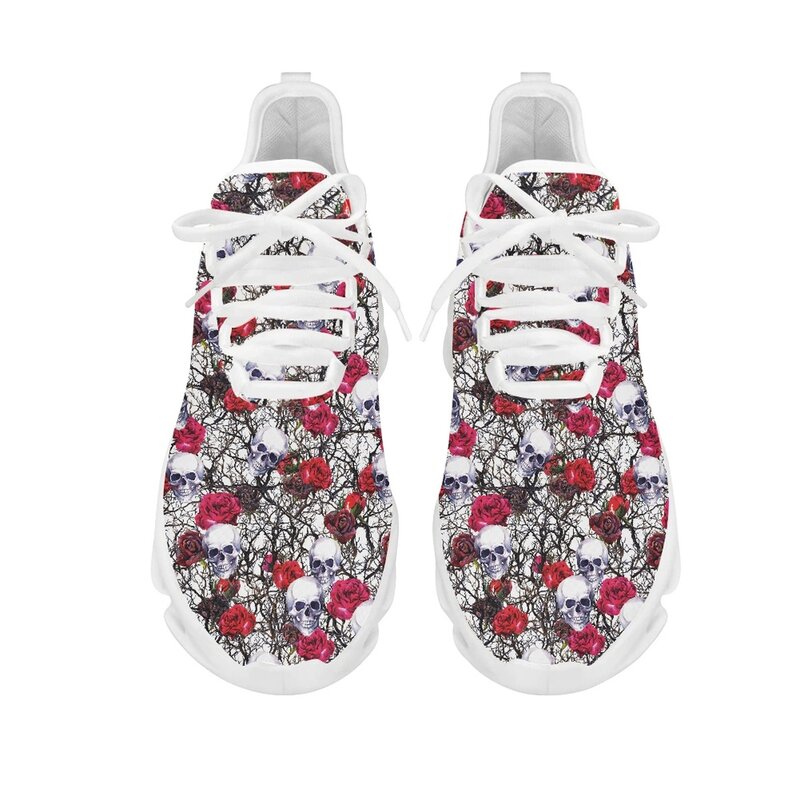 Belidome Rose Schädel Design Schuhe Frauen sportliche Laufnetz atmungsaktive lässige Turnschuhe schnüren Wanderschuhe Zapatos Mujer