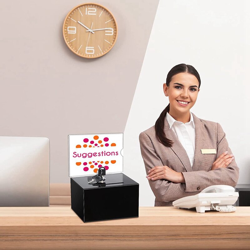 Acryl Spenden vorschlag Box sichere und sichere Spitze Gläser Ticket Box Zeichen box mit Schloss, für Visitenkarten