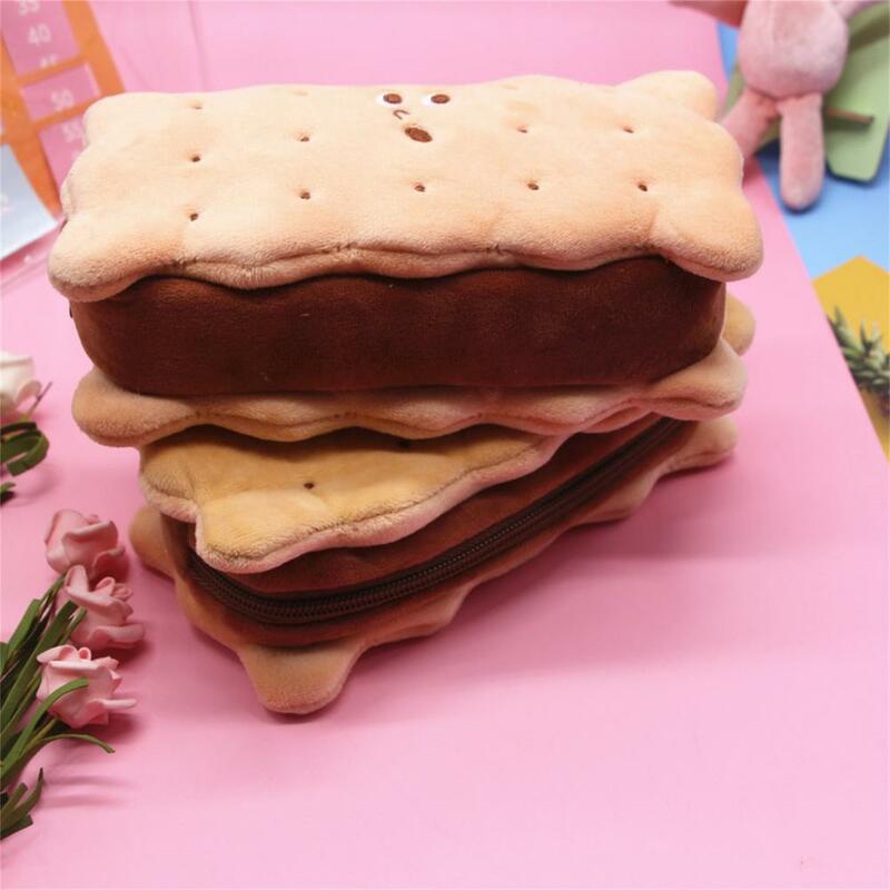 Astuccio portamatite con cerniera forte cancelleria velluto Sandwich biscotti astuccio in peluche materiale scolastico