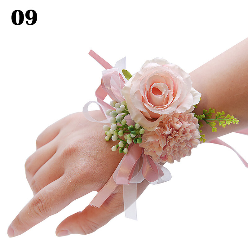 Elfenbein Handgelenk Corsage Brautjungfer Schwestern handgemachte Blume künstliche Seide Rose Armband Blumen für Hochzeit Tanz party Dekor