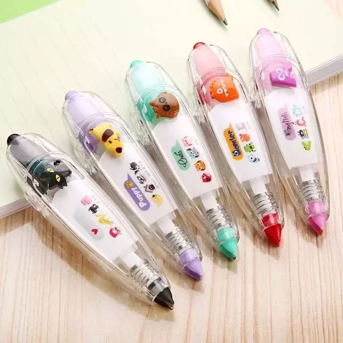 Accesorios de cinturón de corrección Kawaii para niñas, pegatinas decorativas de cuenta de mano, marcador, bolígrafo, papelería escolar, suministros de oficina