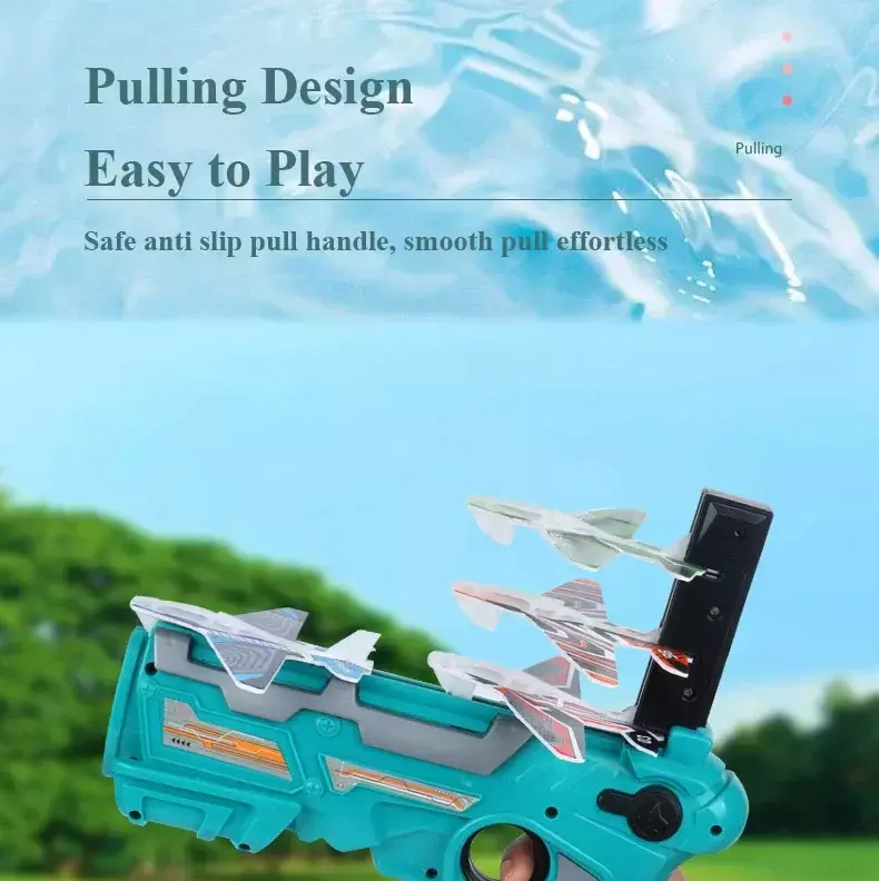 Espuma Ejeção Aircraft Gun para Crianças, Brinquedo Tiro ao Ar Livre, Não Facilmente Deformado, Menino e Menina