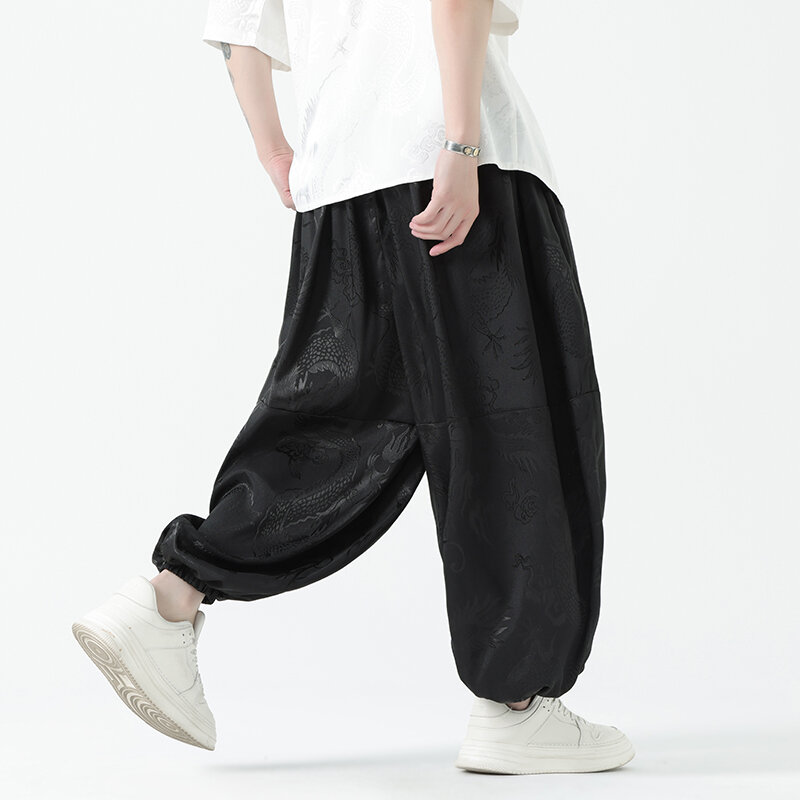Streetwear Jogger Pants Men Wide-leg Trousers Elastic Waist Pants Oversized Vintage Casual Harem Pants Male Summer Loose 5XL