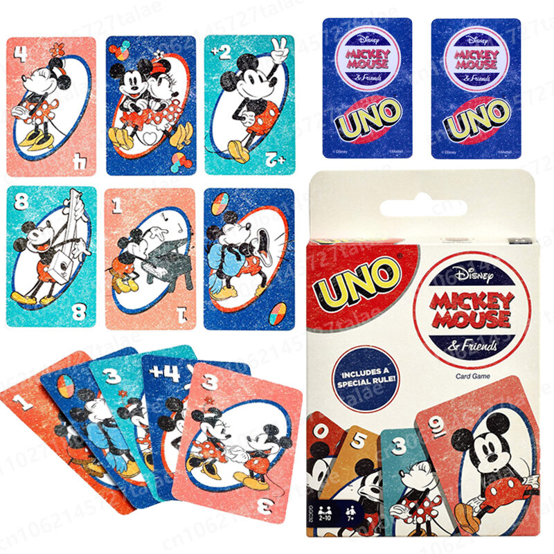 UNO Poker Games Disney Mickey Mouse Cartoon Anime Figure Card Board Game Funny Friends Entertainment Matching Family Party Gift