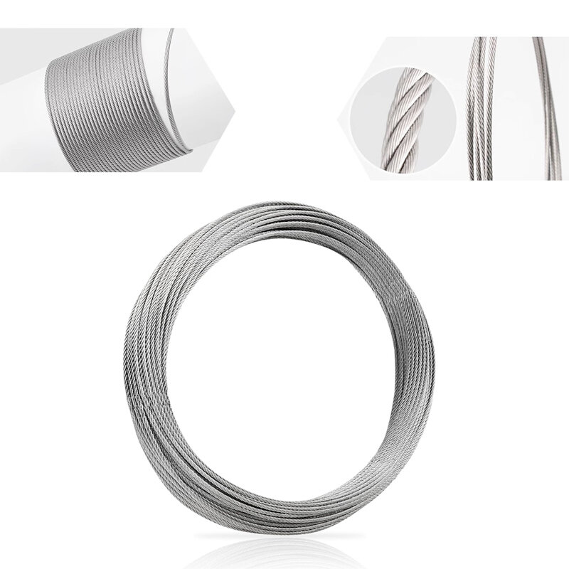 Cuerda de alambre de acero inoxidable con estructura of7 x 7, cable de pesca suave, cuerda de elevación, tendedero, rop, diámetro de 0,5-3mm, 5/10m
