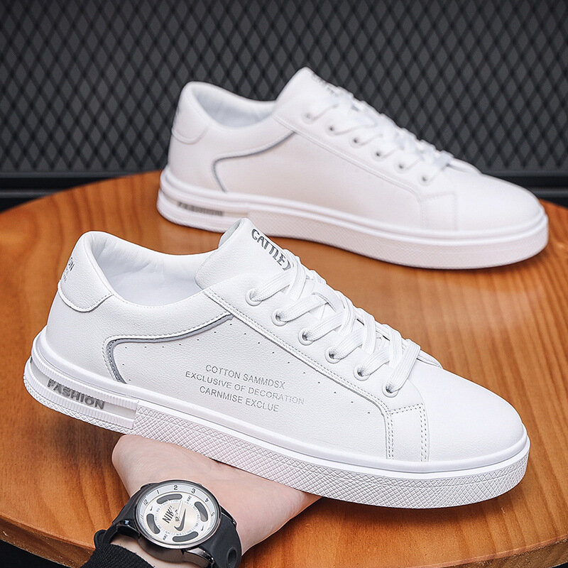 Leder All-Match weiße Schuhe für Männer, Casual Sportschuhe, Designer Slipper, neue Mode, Frühling