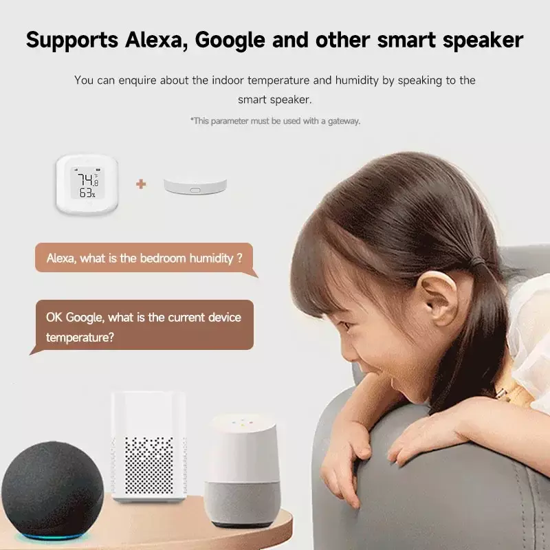 Tuya WiFi dla ZigBee czujnik temperatury i wilgotności inteligentna automatyka domowa termometr pokojowy wyświetlacz LCD współpracuje z Alexa Google