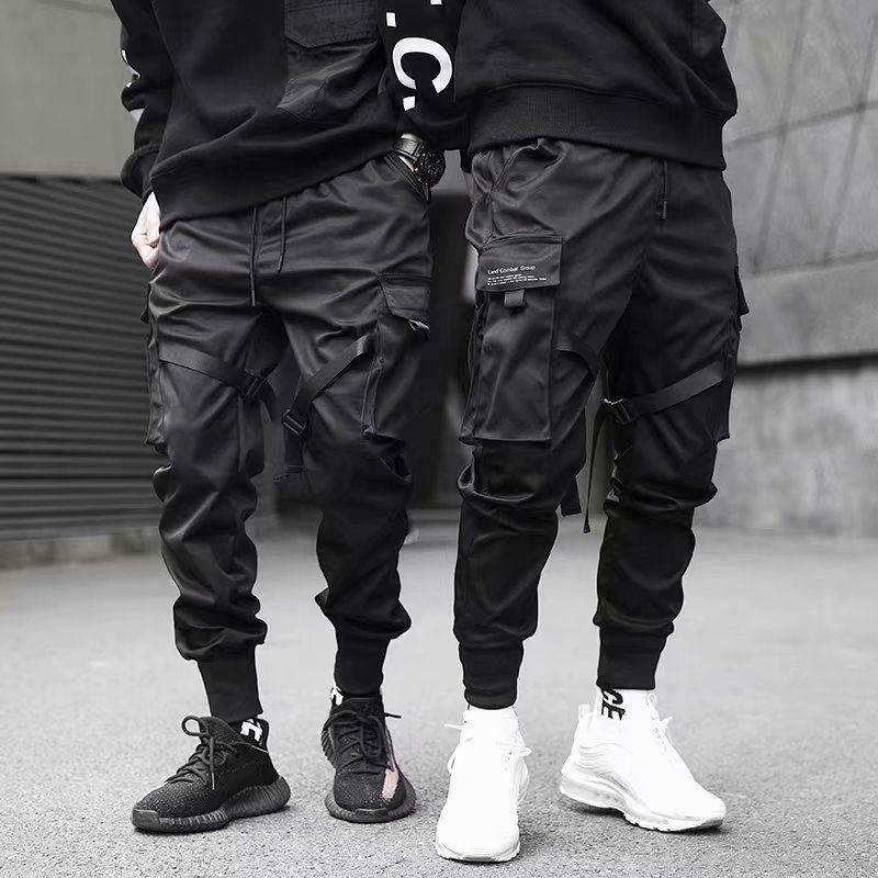 Joggers Pantalones de los hombres Harajuku Moda Militar Techwear Streetwear Cargo Pantalones para hombres Hip Hop Punk Deportes Thinly Pantalones