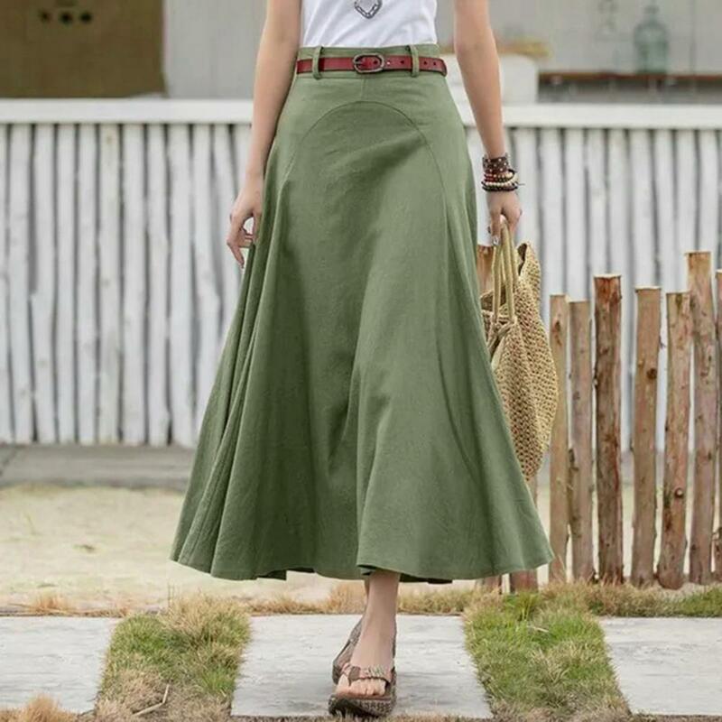 Women Maxi Skirt High Waist Irregular Large Hem Long Skirt Solid Color A-Line Loose Fit Skirt Streetwear