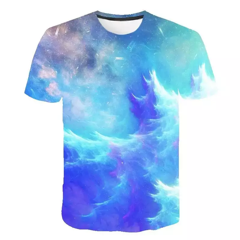 Herren T-Shirt 3d gedruckt lila Galaxie Muster interessante Mode lässig kreativ verkaufen Kurzarm Top Sommer neuen Stil