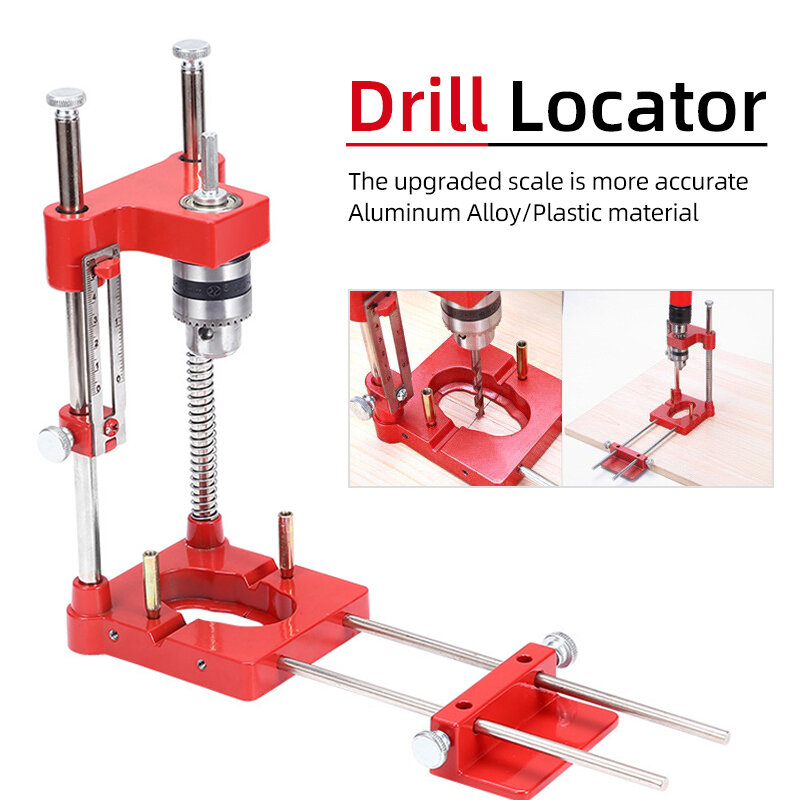 Woodworking Drill Locator Aluminum Alloy Drilling Guide Locator With Scale Precise Positioner Dowel Jig Puncher Woodworking