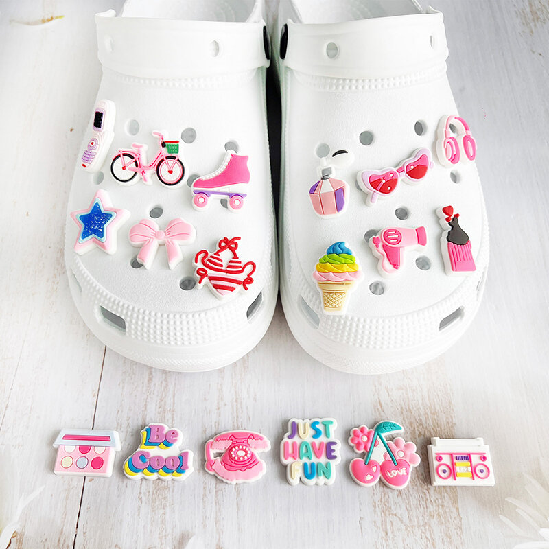New Arrivals Pink Rainbow Flower Star Shoe Charms for Croc Accessories Shoe Decorations Sandals Pins Grils Women Favor Gift
