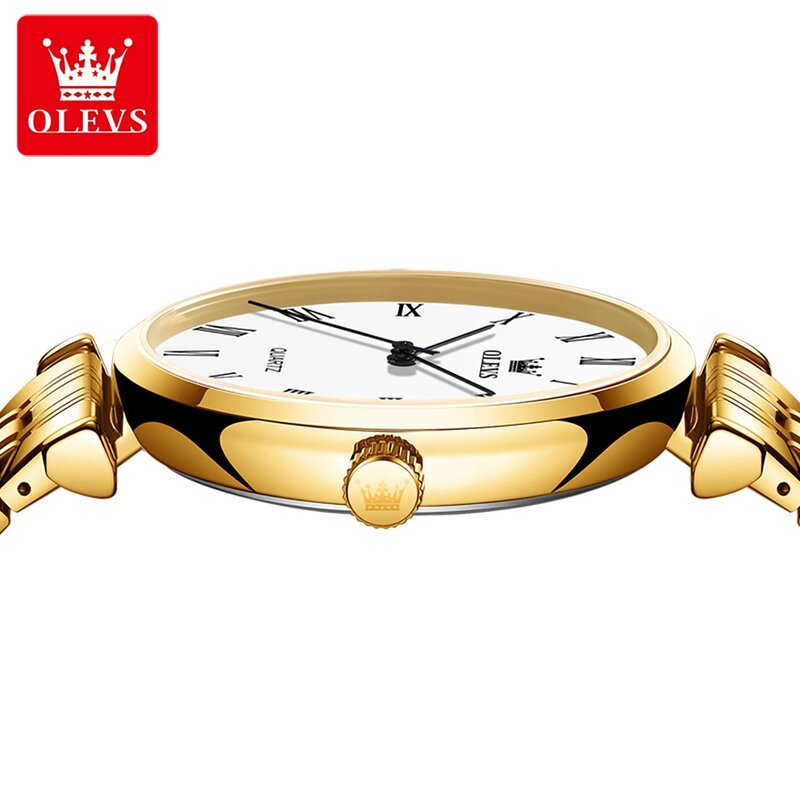OLEVS Brand New Simple Quartz Watch for Men Luxury Gold Stainless Steel Strap Waterproof Fashion Mens Watches Relogio Masculino