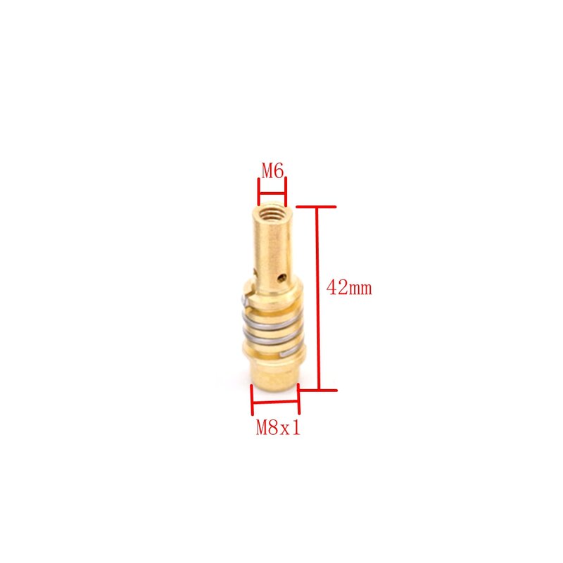 MB15 15AK Ujung dudukan nozel leher angsa fleksibel ujung 0.6 0.8 0.9 1.0mm obor MIG dapat habis pakai 18 buah