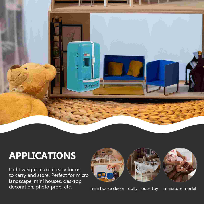 Mini réfrigérateur l'inventaire de simulation de maison de jouet, réfrigérateur à double ouverture, accessoire de scène de cuisine, modèle rose, accessoires de décoration ABS