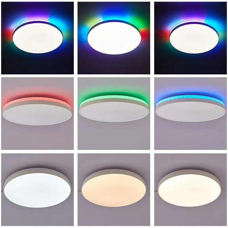 Tuya ไฟไฟติดเพดานอัจฉริยะ LED ไฟ RGB backlit สีสันสดใสพร้อมรีโมทควบคุมแอปไฟสมาร์ทโฮมหรี่แสงได้