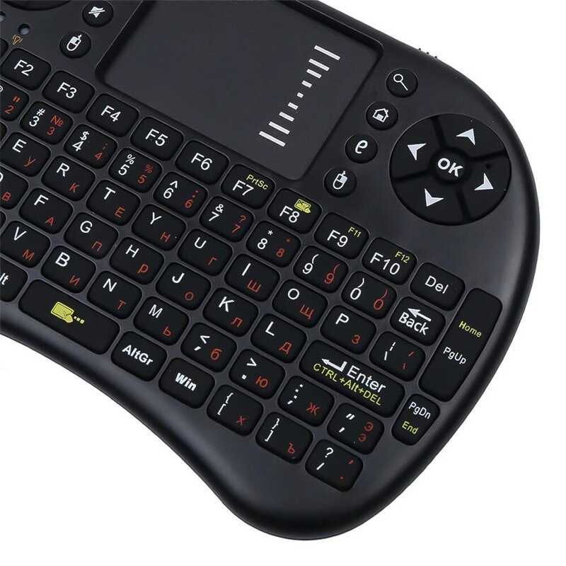 I8 لوحة مفاتيح صغيرة لوحة المفاتيح اللاسلكية 3 لون الخلفية 2.4GHz الإنجليزية الروسية ماوس الهواء مع لوحة اللمس التحكم عن بعد لأجهزة الكمبيوتر المحمول