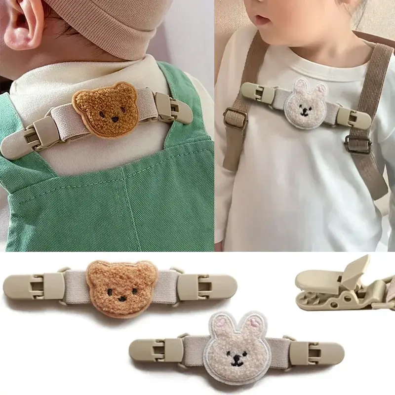 Mochila antideslizante para niños, hebilla fija elástica, extensor de cintura de oso lindo para bolso de bebé, accesorios de correa de hombro
