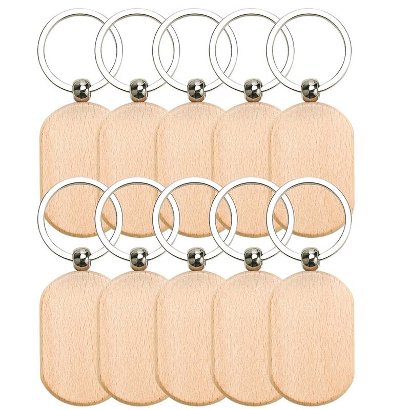 120Pcs Blank Wooden Key Chain Wood Blanks for Crafts