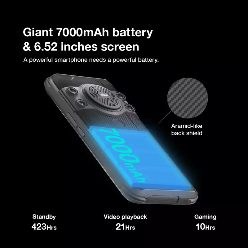 Smartphone AGM H5 Pro Rugged Helio G85, 6.56 "HD +, 6GB + 128GB, fotocamera da 48mp, 7000mAh con altoparlante NFC/IP68, 109dB e visione notturna