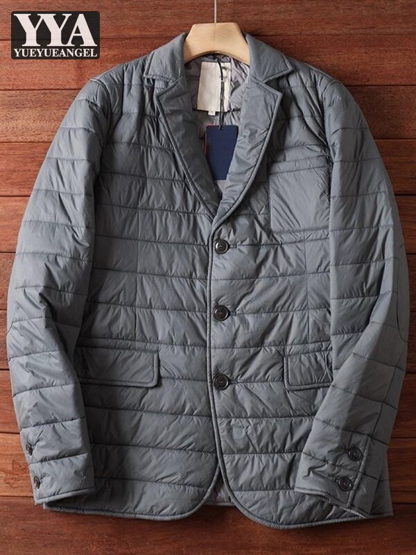 Moda biznes na co dzień Slim pasują do nowych zimowe parki męskie garnitur kurtka klapa jednorzędowy jednolity kolor z długim rękawem ciepły męski płaszcz