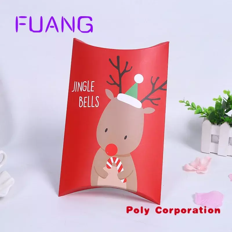 Custom  2 colors pillow style christmas packaging boxes for giftspacking box for small businesse