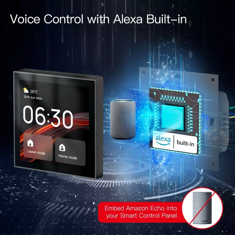 MOES Panel de Control Central táctil Wifi, pantalla Tuya, Control de voz Bulid in Alexa y puerta de enlace ZigBee para escenas inteligentes, 4 pulgadas