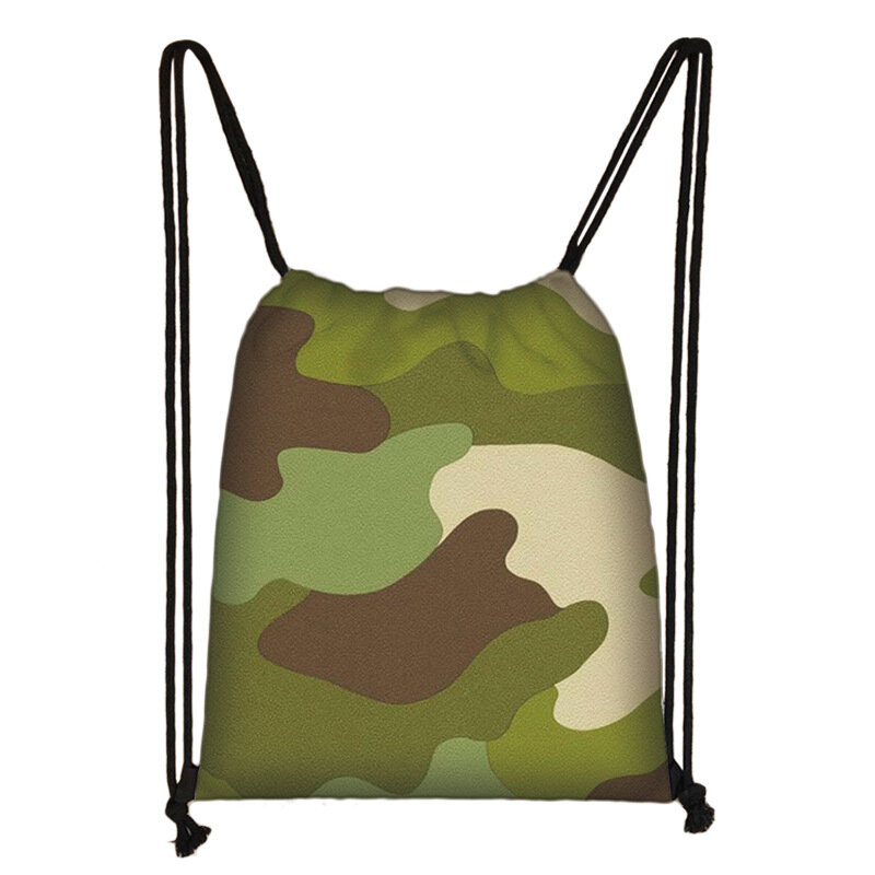Tasca in poliestere Camouflage Wind tasca a tracolla addensata borsa da viaggio con coulisse all'aperto Logo personalizzato Worek Plecak Sznurek Bags