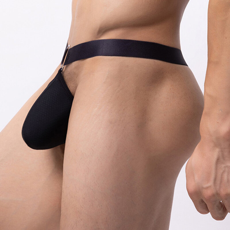 Mens Sexy T-Back Bulge Pouch Ring Low Waist Thong G-String Jockstrap O-ring Panties Briefs Sensual Underwear Erotic Lingerie