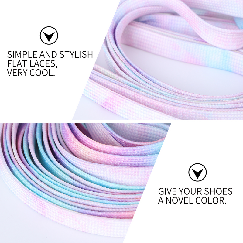 2 Pair Colorful Dyeing Shoelace Tie-Dye Gradient Shoe Straps Multi-purpose Laces for Shoes Random Color