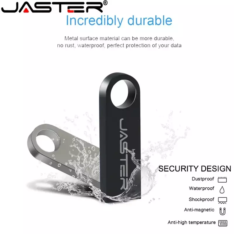 Jaster-alta velocidade usb flash drive 2.0, black metal, 16gb, 32gb, 64gb, com chaveiro livre, 8gb, 4gb, para laptop