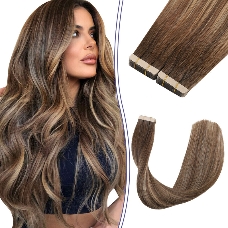 Sindra ленты для наращивания волос балаяж цвет прямые Remy человеческие волосы 14-22 дюймов лента в удлинителях 50 г 20 шт.