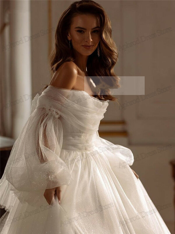 Simple Wedding Dresses Illusion Tulle Tiered Bridal Gowns Off The Shoulder Graceful Robes For Celebrity Vestidos De Novia 2024