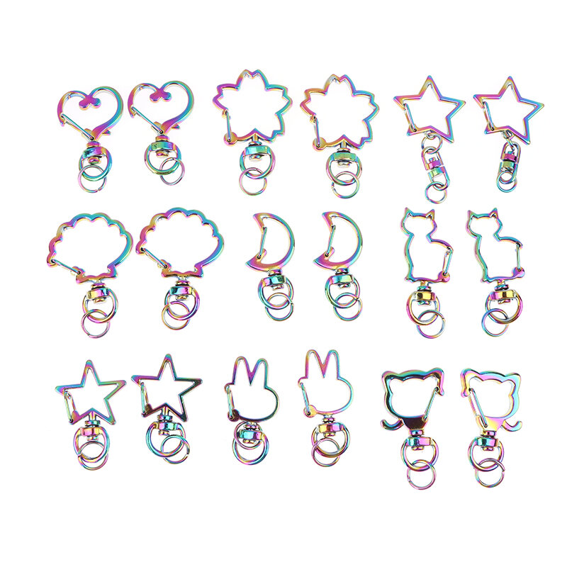 سلسلة مفاتيح جذابة بقوس قزح مع مشبك جراد البحر ، حلقة مفاتيح ، قطة ، قمر ، نجمة ، قلب ، حلقة مفاتيح تصنعها بنفسك ، صناعة مجوهرات للحقائب ، إكسسوارات ، 5-