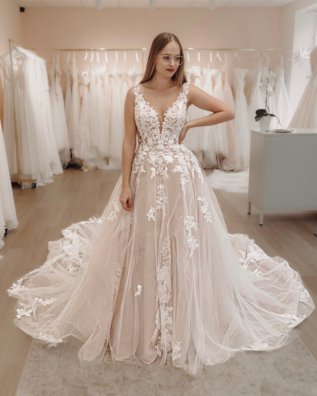 Женское платье невесты, винтажное кружевное платье цвета слоновой кости, модель ZJ028, 2023