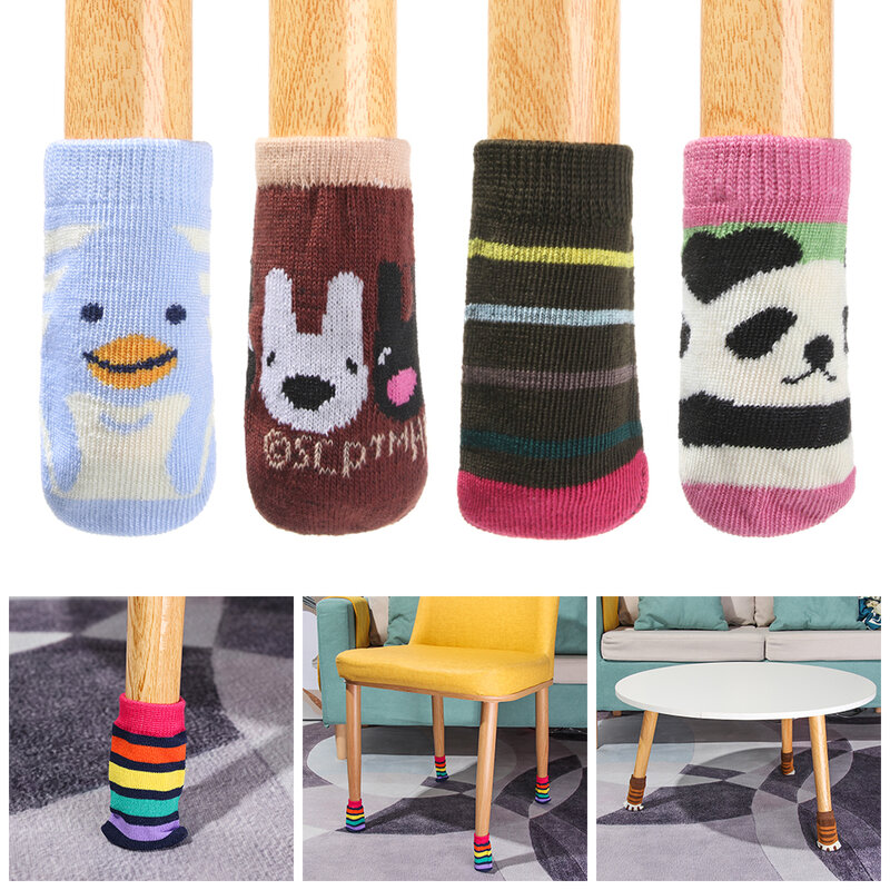 4Pcs High Quality Furniture Home Decor Non-Slip Knitting Sock Chair Leg Covers Table Foot Socks Floor Protectors