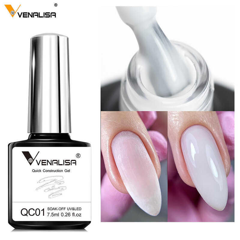 VENALISA 7.5ml Quick Construction Gel Semi Transparent Jelly Color Nail Gel Polish Strengthener Soak Off UV LED Nude Pink Gel