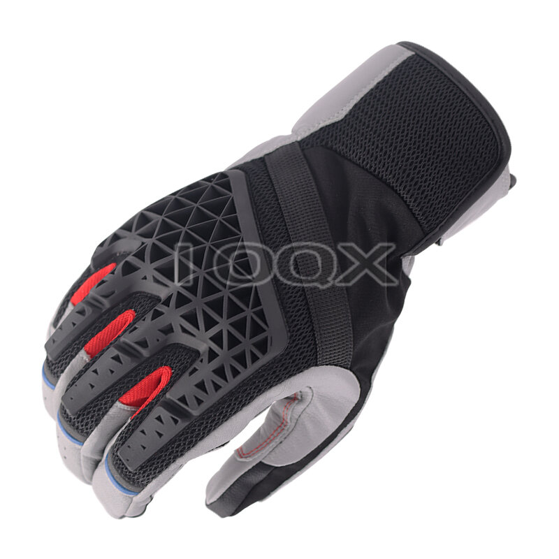 New Gray/Black Trial Motorcycle Adventure Touring Ventilated Gloves Genuine Leather Motorbike Racing MX ATV Gloves
