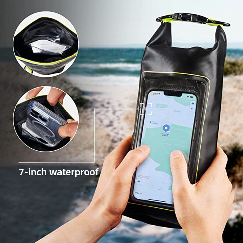2L Waterproof Phone Pouch Diving Swimming Bag Underwater Dry Bag Adjustable Strap Shoulder Bags Portable Outdoor Crossbody Bag