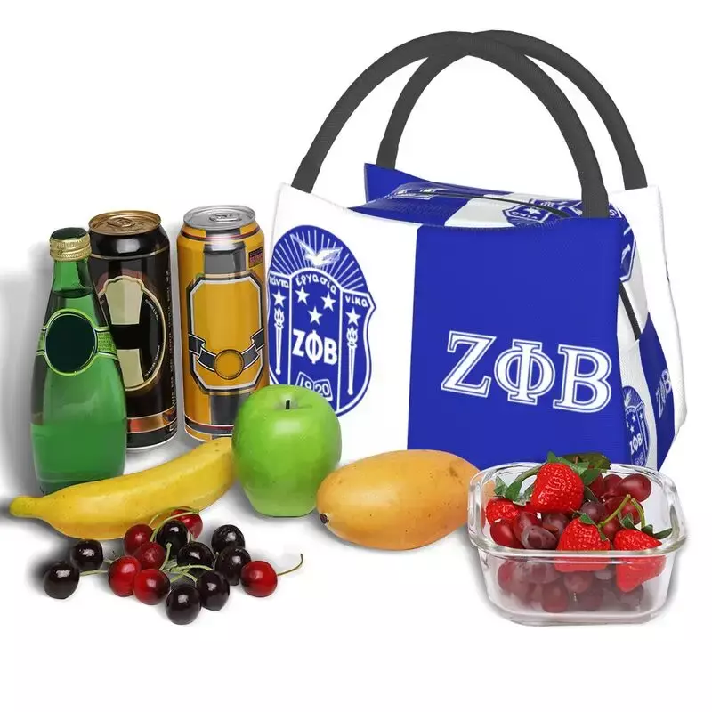Zeta Phi Beta Logo Insulated Lunch Bag for Camping Travel Leakproof Cooler Thermal Lunch Box Women Thermal Bags