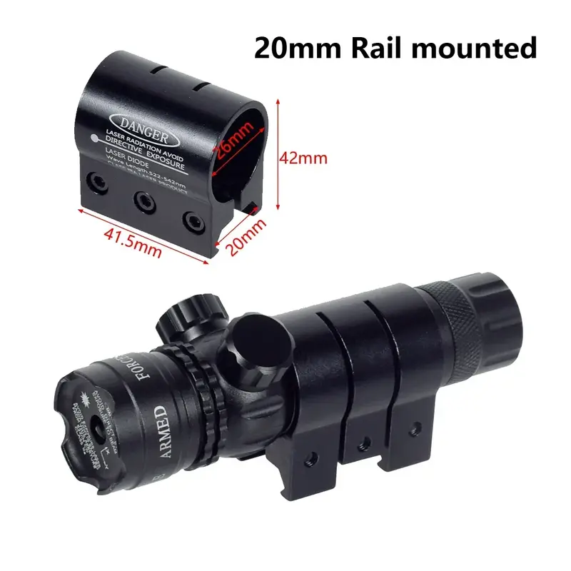Tactical Red Green Laser Scope Dot Sight Adjustable Switch 532nm Laser Pointer Rifle Gun Scope Rail Barrel Pressure Switch Mount