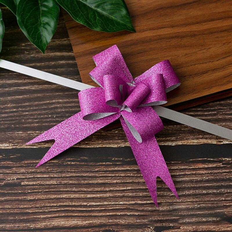 Gift Ribbons Flower Wrappers, Casamento, Birthday Party Decor, Glittering Pull Bow Knot, Cordas de fita para embrulho, 10 pcs