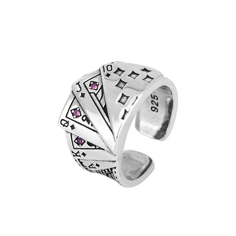 925 Sterling Silver Playing Cards ​Adjustable Rings For Women Engagement Luxury Jewelry Accessories Items With Free Shipping